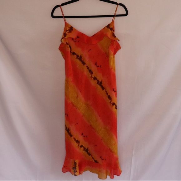 Orange y2k vintage orange silk dress size 11/12 - Picture 1 of 9